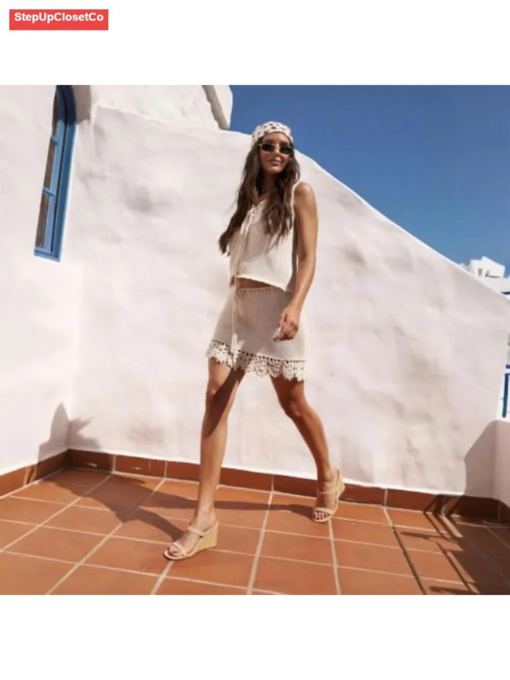 Women's Square Toe Wedge Sandals Espadrilles Slip On Heels Beach Vacation